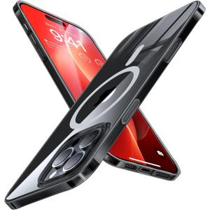 TORRAS Magnetic Slim Fit for iPhone 16 Pro Case, 6.3 inch, Ultra-Thin, Compatible with MagSafe, Lightweight Matte Anti-Scratch Hard PC Cover Phone Case, Clear Black