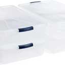 Rubbermaid Cleverstore 42 Quart Stackable Plastic Storage Container Organizer Bin with Latching Lids for Garage, Closet, and Classroom, Clear, 4 Pack