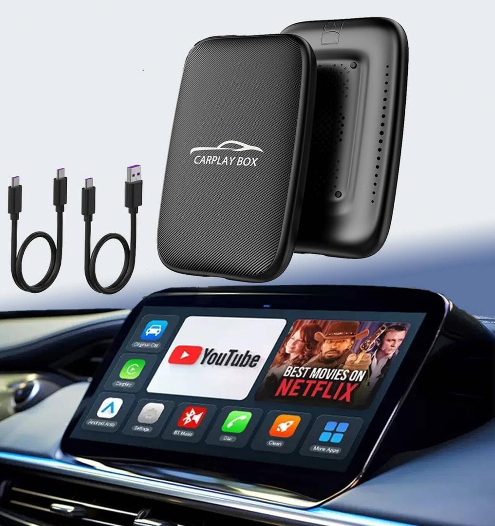 Quanlex 5-in-1 Wireles CaPlay and Android Auto Wireles Adapter, 2025 Upgraded Wireles CarPla Adapter Support TF Card/Mirroring,Video Ai Box for Cars from 2016 & iOS10+,Support Netflix/YouTube