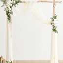 Ling's moment Artificial Wedding Arch Flowers Kit Pack of 4, 2pcs Hanging Silk Flowers Arrangement 2pcs Chiffon Drapes Ceremony Spring Fake Rose Arbor Backdrop White Sage Floral Party Outdoor Decor