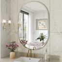 Frameless Oval Mirror, 24"x36" Beveled Oval Vanity Mirrors for Bathroom, Wall Mounted Mirror for Bedroom, Entryway, Living Room, Hangs Horizontally or Vertically