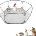 Small Animals Playpen, Portable Pop-up Open Interactive Pet Tent, Indoor Outdoor Fence for Rabbits, Guinea Pig, Hamster, Chinchillas, Kittens, Puppies (Grey)