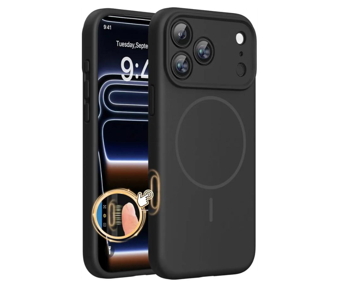 Miracase Magnetic for iPhone 17 Pro Max Case, Compatible with MagSafe, Integrated Silicone Camera Control Cover, 3.0mm Thicken Shockproof Drop Protection Phone Case for 17 ProMax, Black