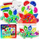 Easter Basket Stuffers for Toddlers - 4-Pack Color Sorting Sensory Toys Ages 3+ Montessori Travel Calm Down Toy Preschool - Flower, Porcupine, Cloudy Rainbow Matching Activities Gift Boys Girls B-Day