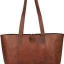 Vintage Genuine Leather 16 inch Tote Bag Handbag Shopper Purse Shoulder Bag for Women Office Laptop Bag Tote Bag with Water-Resistant Features