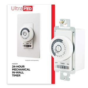 UltraPro 24-Hour Indoor Mechanical In-Wall Timer, 30 Minute Interval, Neutral Wire Required, Dial Timer Light Switch for Lights, Bathroom Fan, Exhaust Fan, Single Pole Wall Timer Switch, White, 41092 UltraPro 24-Hour Indoor Mechanical In-Wall Timer, 30 Minute Interval, Neutral Wire Required, Dial Timer Light Switch for Lights, Bathroom Fan, Exhaust Fan, Single Pole Wall Timer Switch, White, 41092