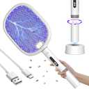 PALONE Electric Fly Swatter, Bug Zapper Racket with Light, Type-C Rechargeable Mosquito Swatter, 4000V Detachable Automatic Fly Zapper with Dual Modes, Mosquito Killer for Indoor Outdoor 1 Pack