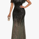 Cololura Sexy Sequin Tassel Mesh Perspective Party Cocktail Bodycon Evening Club Maxi Dress Size XL