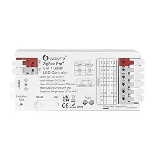 ZigBee 3.0 Pro+ Smart LED Controller 5 in 1, 2.4GHz WiFi PWM LED Controller 20A Max DC12-24V Compatible with Alexa Google Home Smart Life Tuya Smart APP Control For Dimmer CCT RGB RGBW RGBCCT LED