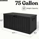 75 Gallon Outdoor Storage Box Waterproof,350LBS Lockable Patio Storage Box for Patio Cushions,Garden Tools and Tools Storage,Outside Storage Box-Black