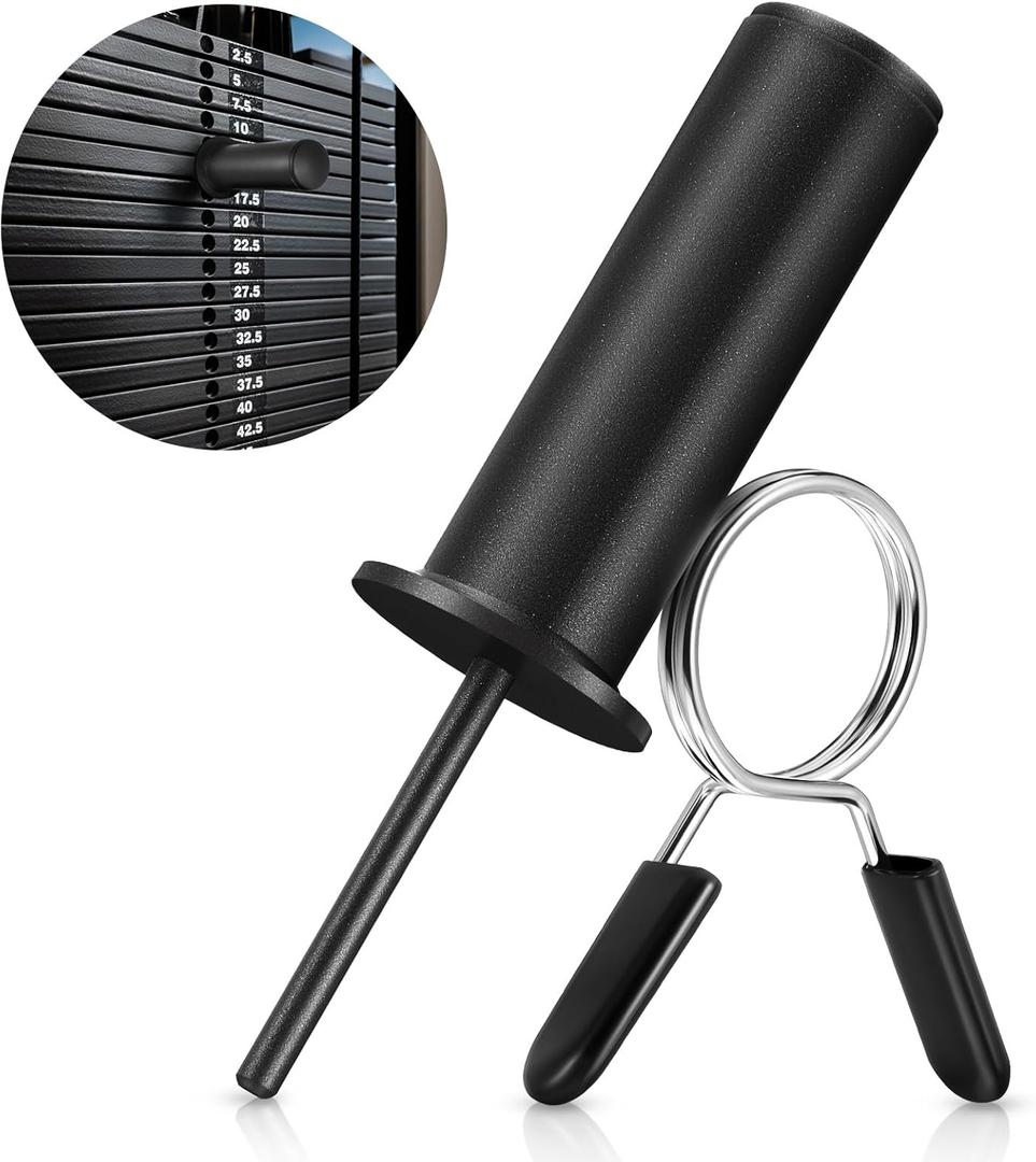 Lasnten 1 Pcs Weight Stack Pin Extender Gym Pin with Spring Clip Collar for 2 Inch Weight Plate Cable Strength Exercise Machine Gym Training Home Fitness Equipment (Black)