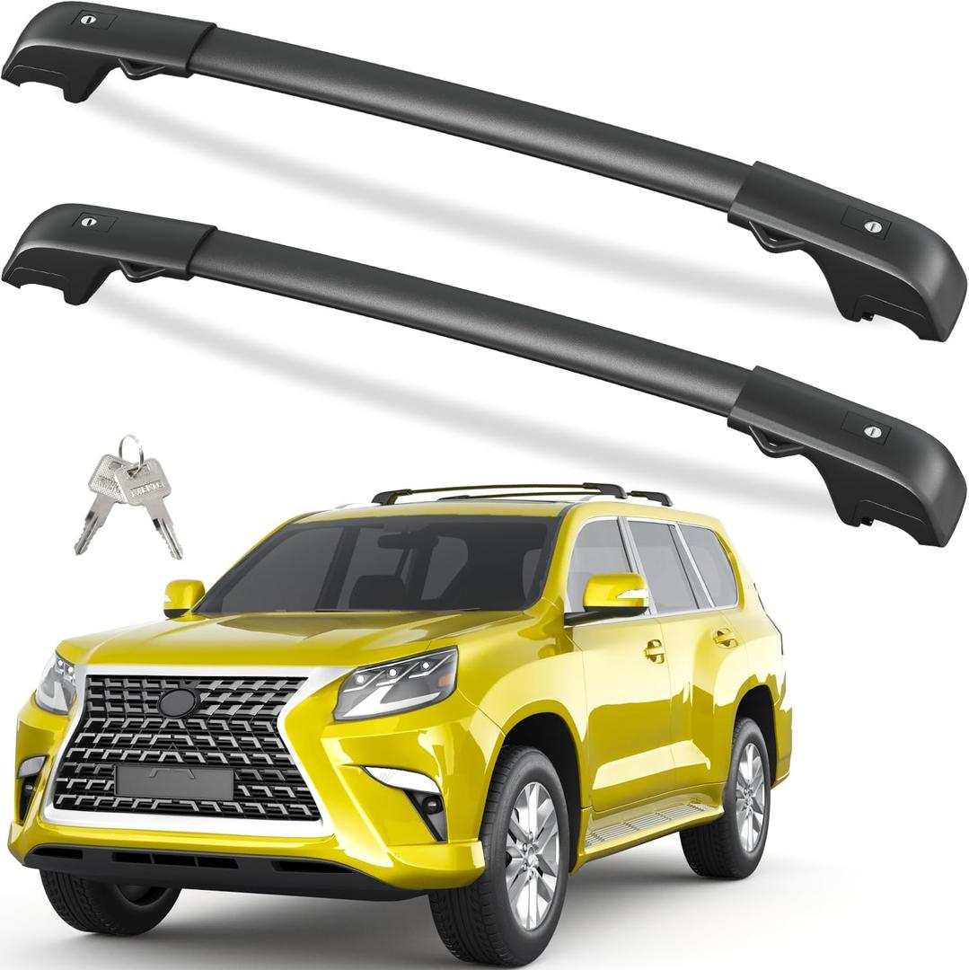 Tuyoung 300lbs Roof Rack Cross Bars for Lexus GX460 2010-2023 | with Flush Rails, Lockable Aluminum Roof Rails Crossbars Cargo Bars Canoe Rooftop Cargo Luggage SUV Accessories