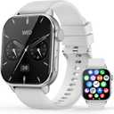 Smart Watch for Men Women, 1.85'' AMOLED HD Fitness Watch with 120+ Sports Modes, Bluetooth Call/Heart Rate/Sleep Monitor/Pedometer, Smartwatch for Android iOS, IP68 Waterproof, Silver (Deep Grey Silver)