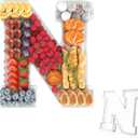 11" Acrylic Letter Charcuterie Tray, Charcuterie Letters Fillable Box for Food, Reusable Serving Cake Candy Dish Display Tray for Birthday Anniversary Party Decoration (Letter N)