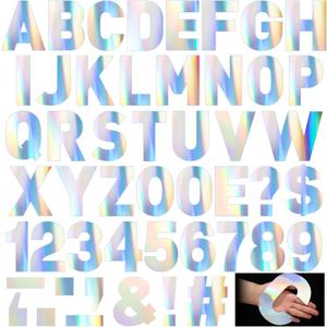 Seajan 184 Pcs Reflective Adhesive Number Letter Stickers Pack 6" Giant Large Letters Backdrop DIY Vinyl Self Adhesive for Mailbox Signs Cars Trucks Classroom Wall Door Home Party Decor(Laser)