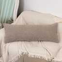 14x36 Neutral Textured Boucle Throw Pillow Cover, Khaki Lumbar Pillow Cover Cozy Soft Cushion Case for Couch Sofa Bed Living Room Home Decor, Pack of 1 (Cover Only)