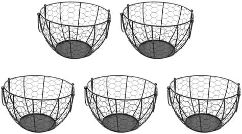 Bloepum 5X Iron Egg Storage Basket Snack Fruit Basket Collection Ceramic Hen Ornaments Decoration Kitchen Accessories B
