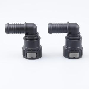 AC PERFORMANCE 90 Degree Fuel Quick Release Connector Female 5/8" Tube to Male 9/16" Barb Fit for Rubber Hose, Pack of 2