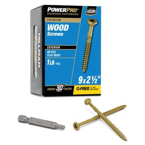 Power Pro Premium Exterior Wood Screws, #9 x 2-1/2"Inch All-Purpose Deck Screws for Outdoor Projects, T-25 Star Bit Included, Bronze, 100 Pieces | 48599