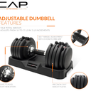CAP ADJUSTABELL 25 lb  Adjustable Dumbbells with Contoured Full Rotation Handle, Honeycomb Chrome and Black Handle