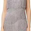 BABEYOND 1920s Flapper Dress Gatsby Fringed Dress Roaring 20s (Medium, Gray)