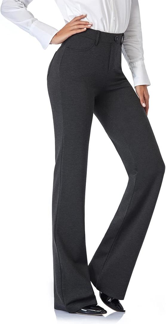 Tapata Women's 32'' Stretchy Bootcut Dress Pants with Pockets Tall, Petite, Regular for Office Work Business, S (Charcoal)
