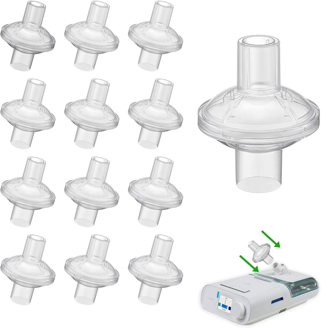 12 Pack Universal Fit in Line Filter for CPAP and BiPAP Machines - Improve Your CPAP Experience with These Filters, for 22mm and 25mm CPAP Tube