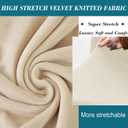 HFCNMY Ottoman Cover,Stretch Velvet Square Ottoman Cover Thick Ottoman Slipcover Square Washable Storage Foot Stool Cover with Elastic Bottom for Living Room Beige Large