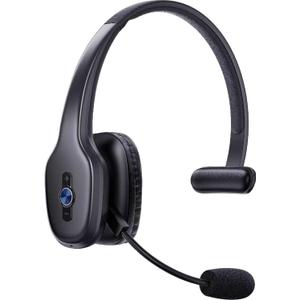 Truck Driver Bluetooth Headset with Mic, Single Ear Wireless Headset, Noise Cancelling Microphone & Mute, 50H Long Battery Life, Hands Free Headset for Trucker, Call Center, Home Office (Black)