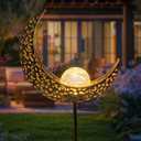 Homeimpro Moon Solar Lights Outdoor Garden Decor Gifts for Mom Women, Waterproof Stakes Yard Decorations for Lawn, Patio Accessories, Backyard Ornaments Birthday Gifts Mother Grandma (Bronze)