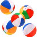 5 Packs 24" Inflatable Large Beach Balls Rainbow Color Pool Ball Pool Toys Pool Balls for Swimming Pool Beach Ball Party Favor Beachball Balloons for Kids&Adults