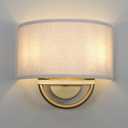 Yosoan Linen Fabric Cloth Boho Aged Brass Gold Wall Sconce Stairwell Fixture Light, 2-Light Dual Indoor Hardwired Vanity Vintage Wall Mount Lamp Antique Metal Base Semicircle Shade Lamp for Hallway