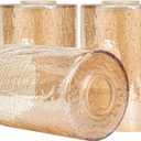 3 Pack Amber Crackle Glass Lamp Shade Replacement, 6-1/16" Tall, 1-5/8 Inch Fitter, Crackle Effect Farmhouse Cylinder Globe Cover for Chandelier Pendant Light Wall Sconce Lighting Fixture