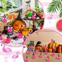 Soaoo 100 Pcs Mini Flamingo Resin Ducks Pink Tiny Flamingos to Hide Cute Miniature Figurines Bulk for Garden Lawn Decor DIY Craft Dollhouse Micro Landscape Aquarium Ornaments Party Gifts(Mage Hat)