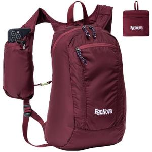 12L Ultralight & Thin Packable Daypack, Small Foldable Hiking Backpack Travel Bag, Water Resistant Day Pack for Men Women (Wine Red)