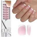 BTArtboxnails XCOATTIPS French Gel Nails - French Tip Press on Nails Pink Extra Short Square Shape Nail Tips, Fake Nails Extensions Nail Art DIY, 16 Sizes - 160 Fake Nails