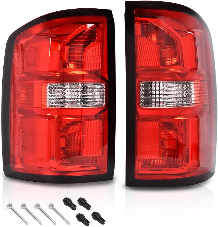 Tail Lights w/o Bulbs Compatible with GMC Sierra 1500 2014-2018/ GMC Sierra 2500 HD 2015-2019/ GMC Siera 3500 HD 2015-2019 Red lens Clear Bottom
