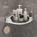 360 Rotating Makeup Organizer Spinning Bathroom Organizer 1 Pack Corner Storage Organizer with Hooks for Perfume Lotion Skincare Organizer Countertop Kitchen Storage(Smoky Grey)