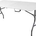 Cosco 6ft Fold-in-Half Blow Molded Folding Table, Indoor/Outdoor, Comfort Handle, Lightweight Plastic Construction - White