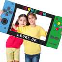 Video Game Photo Props Gaming Party Props Level Up Birthday Decoration Handheld Gaming Theme Decoration Photo Booth Frame Birthday Game Fans Video Gamer Party Supplies 31.5 x 15.9 Inch (Blue and Green)