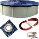 Winter Block 24’ ft. Premium Round Pool Winter Cover for Above Ground Pools, Cold and UV Resistant, Weatherproof and Durable, Winch & Cable Included