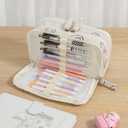 3 x Large Pencil Case Pouch Pencil Bag Corduroy Capacity Pen Case Stationery Bag School College Office Organizer for Teens Girls Adults Student Kids (C-Green)