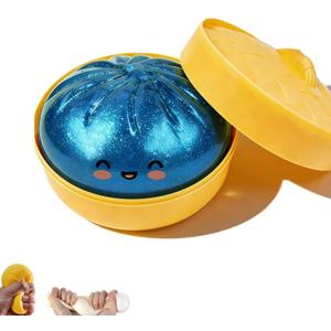 Dumpling Squishy, Squishy Dumpling Toy, Mystery Dumplings Squishies, Easter Gifts, Soft Squeeze Decompression Dough for Adults (Glitter Blue)