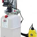 Single Acting Hydraulic Pump 4 Quart Hydraulic Power Unit 12V DC Hydraulic Pump (Plastic Oil Reservoir Single Acting 3200 PSI) SAE#6 Connector for Dump Trailer Car Lifting