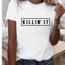 Women's Cute T Shirt Killin' IT Short Sleeve Tee Tops XXL