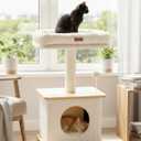 Modern Cat Tree for Indoor Cats, Nordic Loft Style, Cat Tower for Kitten with Sisal Scratching Posts, Soft Padded Beds & Cozy Condos, Floor-Mounted for Kittens & Adult Cats (Standard, Ash White)