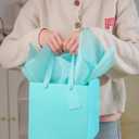 IN-JOOYAA 10 Pcs Small Gift Bags with Tissue Paper Square Gift Bags 6x6x6 Inches with Handles for Gift Giving (Brown)