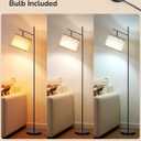 EDISHINE Modern Floor Lamps for Living Room, 64.7" Minimalist Standing Lamp with 3 Color Temperatures Bulb & Adjustable Linen Shade, Foot Pedal Switch, Arc Tall Lamp for Bedroom Office, Black