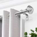 KAMANINA Silver Curtain Rods for Windows 48 to 84 Inches (4-7ft) Heavy Duty Curtain Rods, 7/8 Inch Adjustable Decorative Drapery Rods Set with Modern Finials