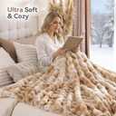 Smoofy Faux Fur Throw Blanket for Couch - Tie-dye Camel Soft Cozy Bubble Blanket, Beige Fluffy Plush Fuzzy Throw for Sofa & Bed, Thick Lightweight Warm Blanket, Luxury Aesthetic Gift for Women 50x60